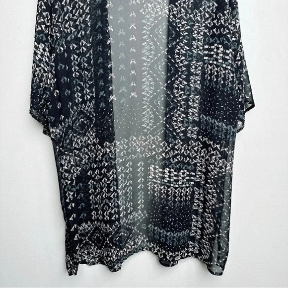 Daniel Rainn Womens One Size Print Over Open Kimono Sheer Fabric - Picture 11 of 12